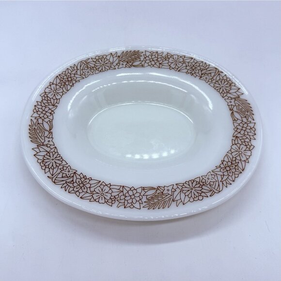 Vintage Pyrex Woodland Gravy Boat Saucer Woodland Brown Pattern #402 USA - Picture 3 of 8